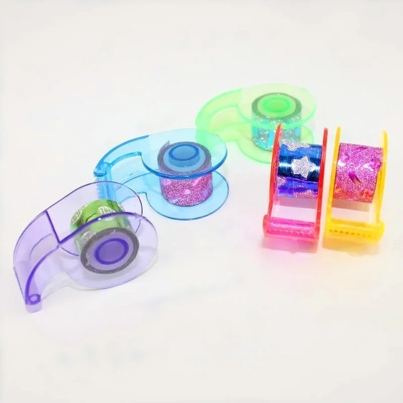 2 Pcs Mini Tape Dispenser 1cm  Dispensing Gold Glitter Tape Color Glitter Tape  Device Cartoon Packing Machine Office