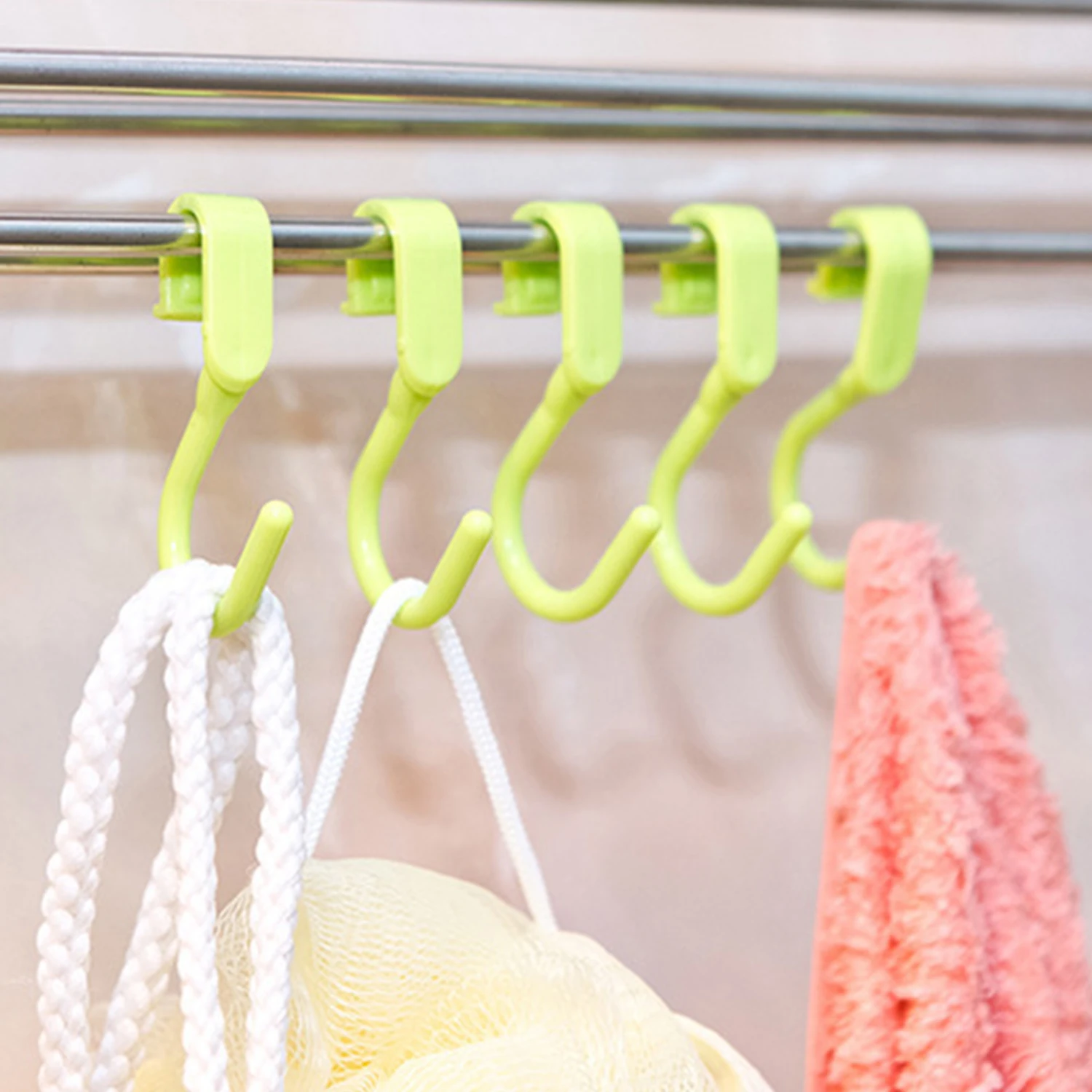 

5/1Pcs Plastic S-Shape Hooks Multi-purpose Hanging Rack for Clothing Towel Handbag Kitchen Storage Hanger Durable Organizers
