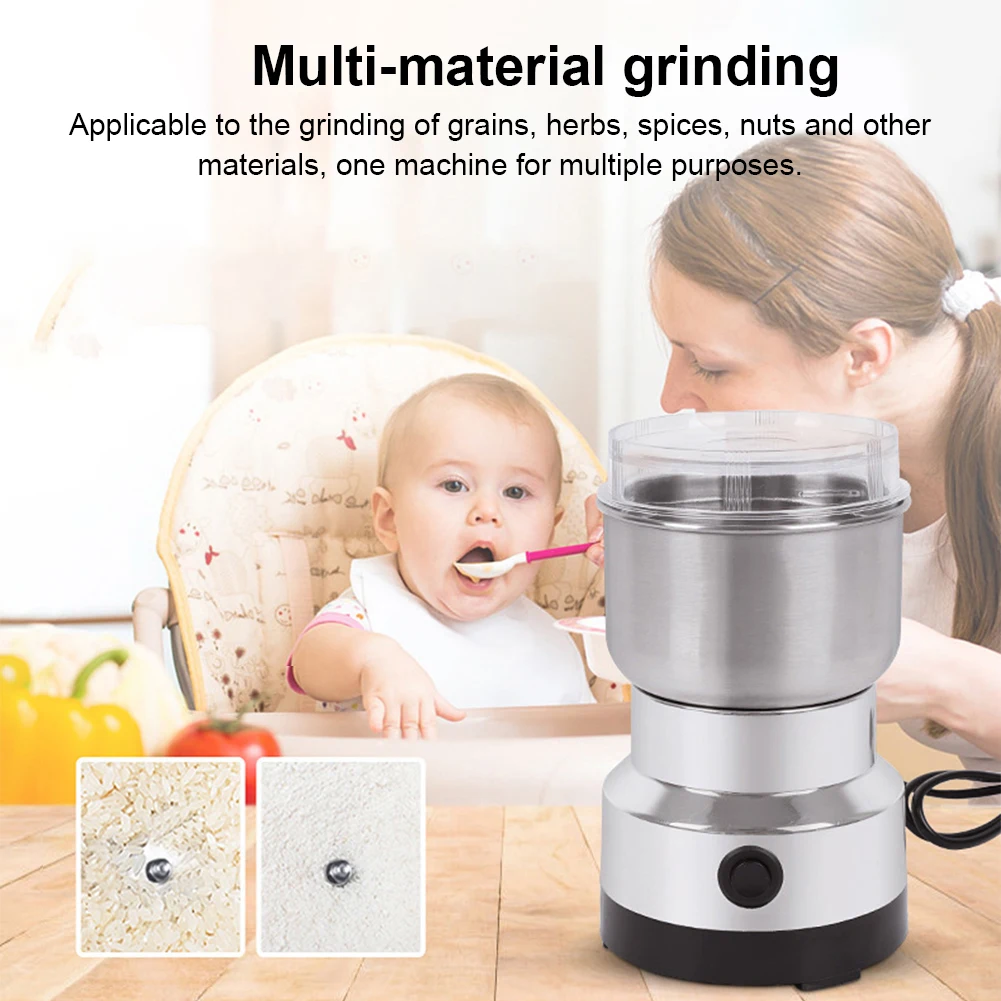 Spice Pepper Grinder 4-Blade Spice Blender Stainless Steel Dry Grain Mill Portable Herb Grinders Maker for Rice Beans Seasonings