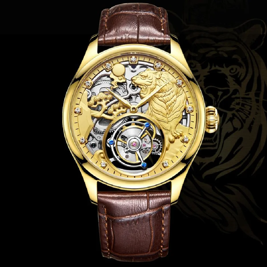 

AESOP Top Brand Luxury Tourbillon Movement Watch For Men Waterproof Mechanical Watches Mens 7013 Zodiac Tiger Sapphire New 2022