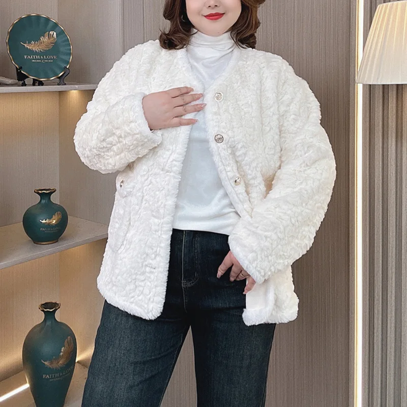 Plus Size Women Faux Fur Coat Winter Wear Warm Fashion Loose Thick Plush OUTERWEAR 2242