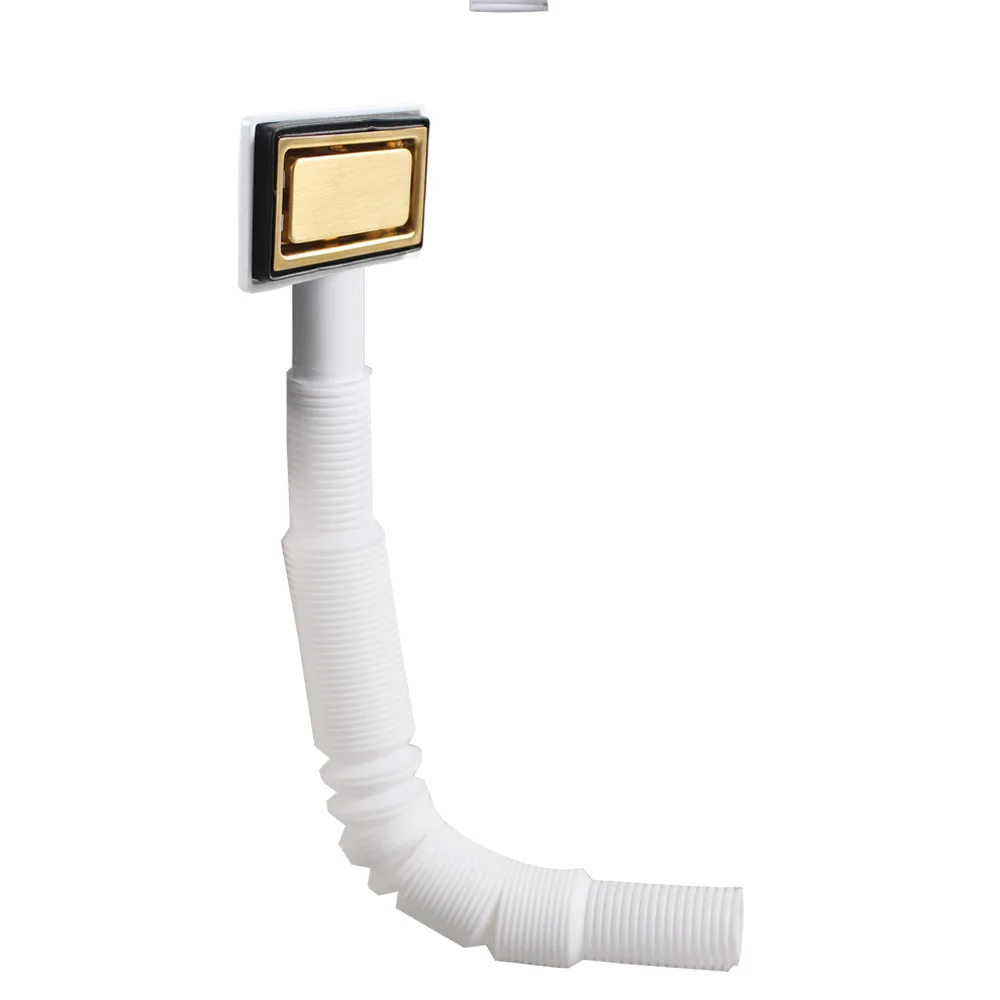 Talea Kitchen Sink Side Square Overflow Head With Drain Hose,Gold Stainless Steel Accessory QY012C057
