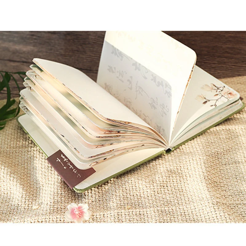 

Creative Colorful Page Notebook Chinese Style Hardcover Diary Books Weekly Planner Handbook Color Inside Page for Students