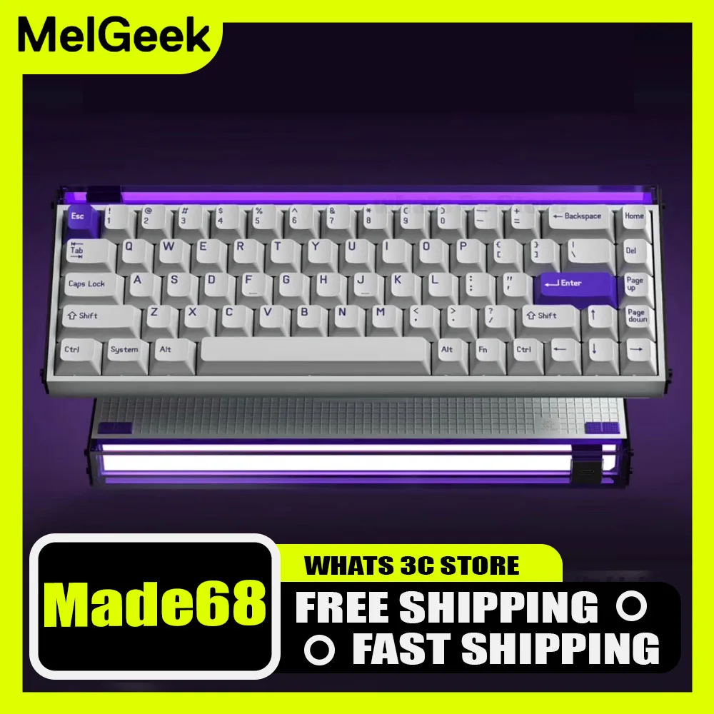 

MelGeek Made68 Magnetic Switch Mechanical Keyboard Low Delay RGB Hot Swap Wired Gaming Keyboard Pc Gamer Accessories Valorant