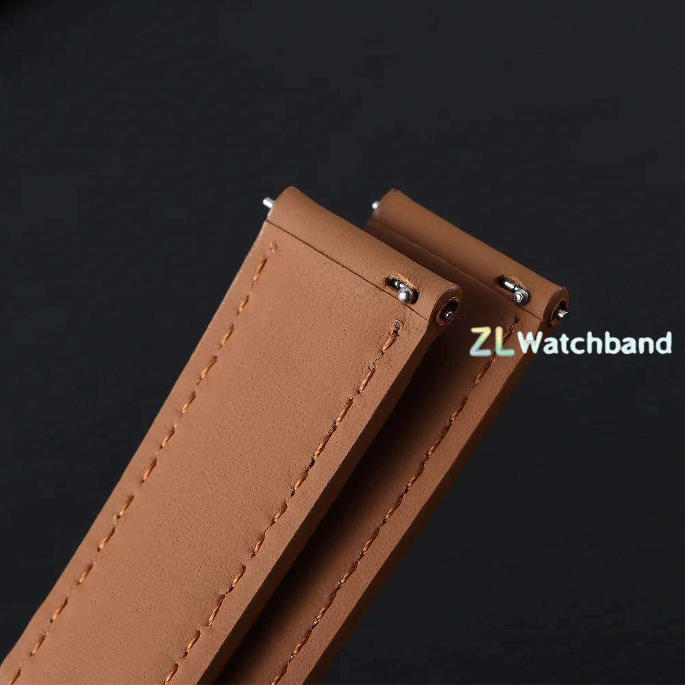 Elegant Vintage Leather Watch Strap - Quick Release in Black, Brown, or Grey
