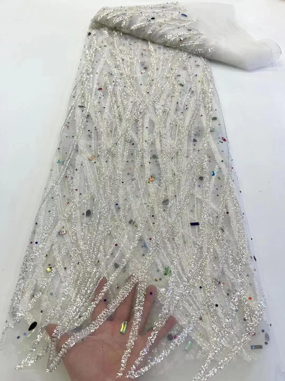 

Африканская вышитая сетчатая ткань с камнями, тюль, нигерийская кружевная ткань, Женская Высококачественная для вечерних платьев, Роскошные Блестки