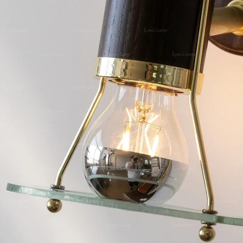 Walnut Shade Wall Luminaire, Retro LED Illumination, Nightstand, Swivel Lamp, Living Room Wall Decoration, Elegant Light