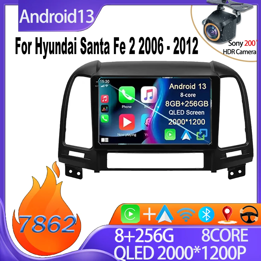 

Автомобильный видеорегистратор Android 13 для Hyundai Santa Fe 2 2006 - 2012 с Bluetooth и зеркальной связью, видеорегистратор с GPS-навигацией, без 2din, DVD, HDR, QLED-экраном, Wi-Fi