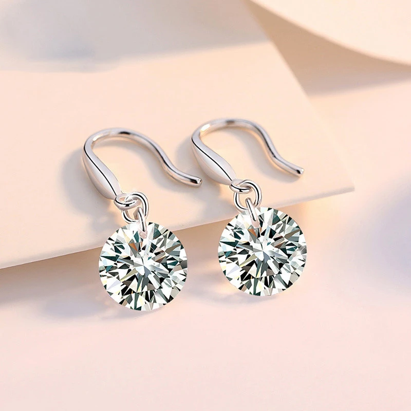 

New Stamp Silver Color Women Drop Earrings Fashion High Quality Zircon Earring For Women Anniversary Girl Jewelry Festival Gifts