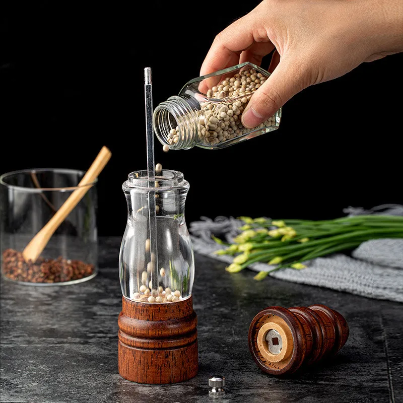 New Pepper Grinder 22CM Household Manual Grinding Salt Pepper Grinder Kitchen Solid Wood Tool