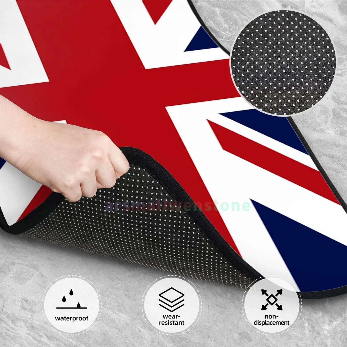 سجادة أرضية مخملية كريستالية مضادة للقاذورات للسيارة ، علم المملكة المتحدة ، إكسسوارات سيارات داخلية نسائية ، 4 *