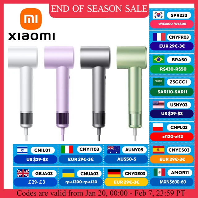 XIAOMI MIJIA High Speed Hair Dryer H501 Negative Ion Hair Care 110000 Rpm Dry 220V CN Version (With EU Adapter) 62m/s wind speed
