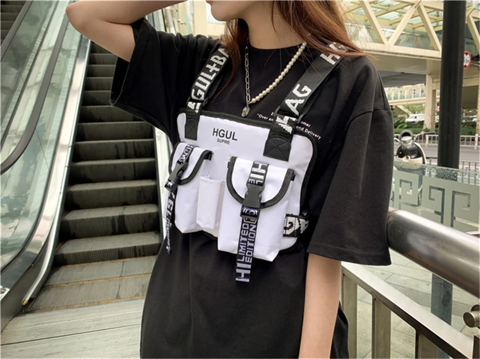 Unisex Vest Bag Fashion Canvas Men's Chest Bag Hip Hop Streetwear Lovers  Tactical Rig Bags Pocket Wallet Kanye Waist Bag For Men - Chest Bags -  AliExpress