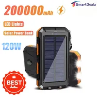 200000mAh Power Bank Fast Charging Outdoor Large Capacity External Battery Solar PowerBank Flashlight For iPhone Xiaomi Samsung 1