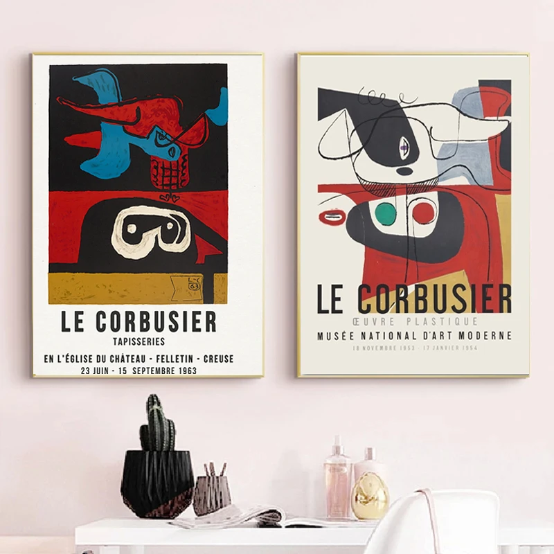 Abstract Le Corbusier Exhibition Poster 1954 French Art Museum Print Cubism Style Mid Century Modern Wall Art Canvas Paint Decor