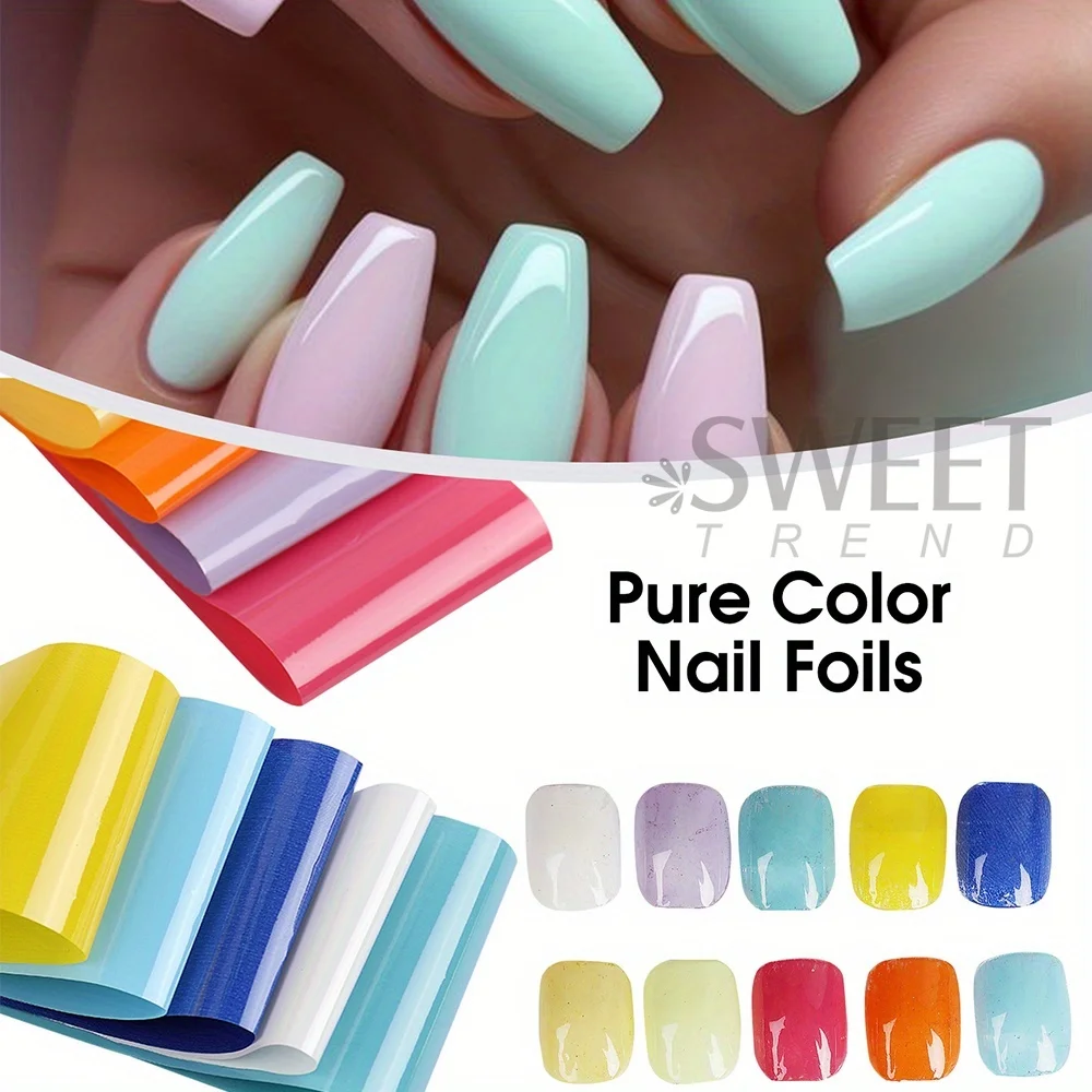 10 PCS Pure Multi-colors Nail Art Foils Summer Simple Styles Starry Paper DIY Wraps Dopamine Y2K Manicure Nail Art Decoration