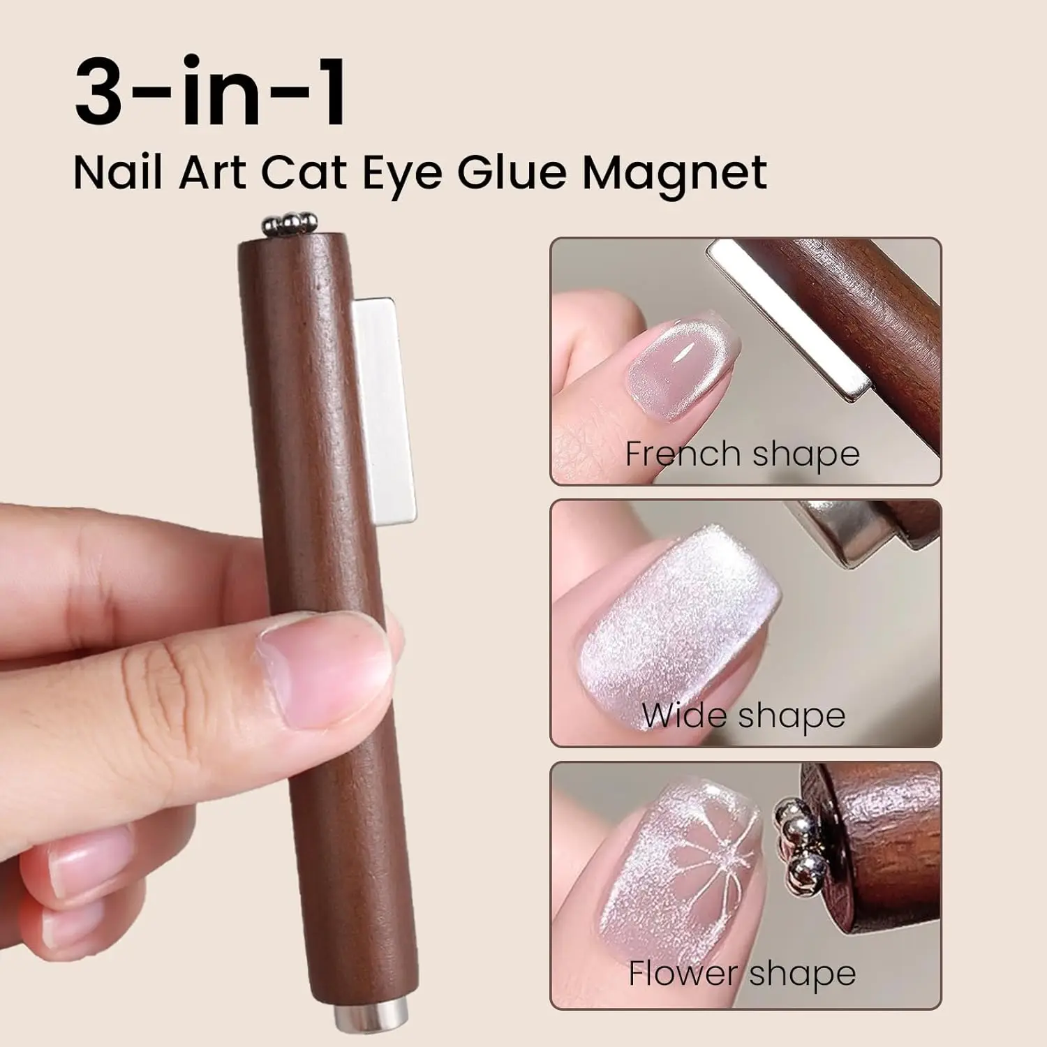 3 in1 Cat Eye Gel Polish Magnet Wand + 1Pc Cylinder Cat Eye Magnet + 5Pcs Iron Wire for Heart s Paw Effect cat eye nail tool magnetic nail art tools magnetic nail tools