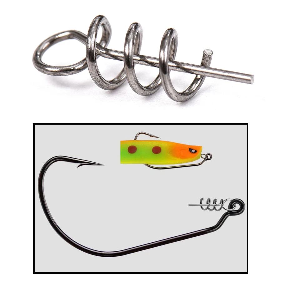 200Pcs Spring Twist Lock Fishing Bait Keepers - Stainless Steel Centering Pins For Soft Lure Worms (11mm-50mm Multiple Sizes)