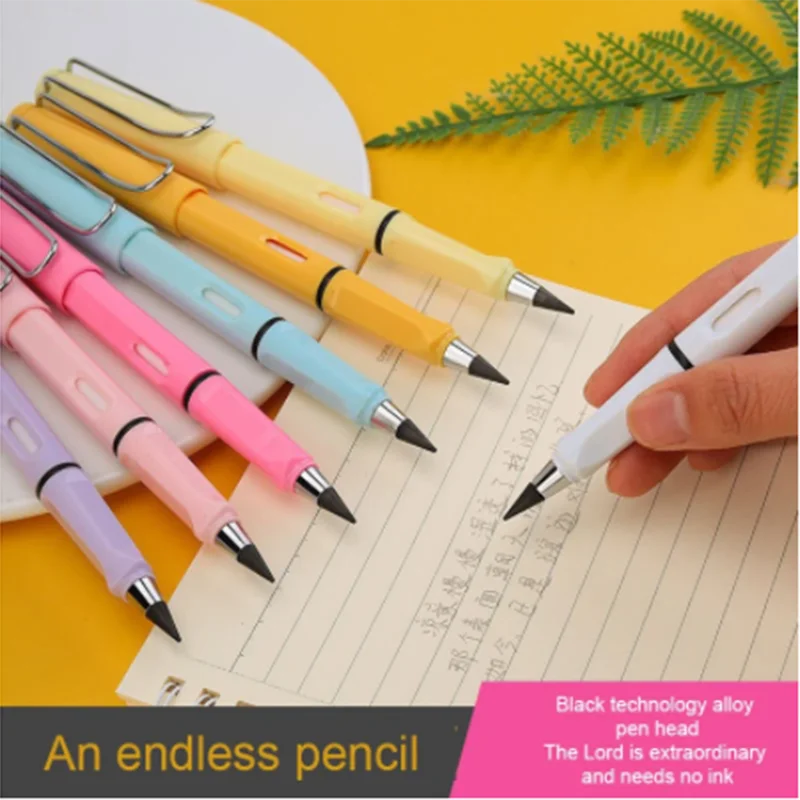 Eternal Pencil Black Technology Pencil No Ink Student Endless Positive Posture Writing Kid Gift School Supplies Stationery Gift 21pcs set posture correction m20 fountain pen plastic frosted blue red green nib stationery office school supplies writing gift