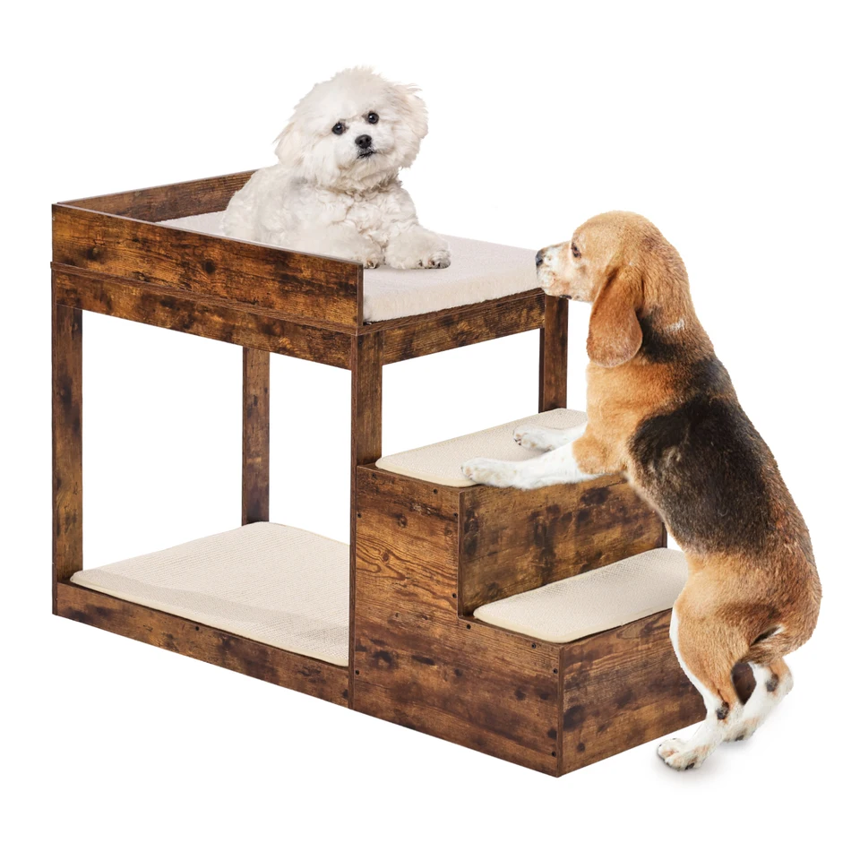 Multi Level Pet Bunk Bed with Stairs Perch