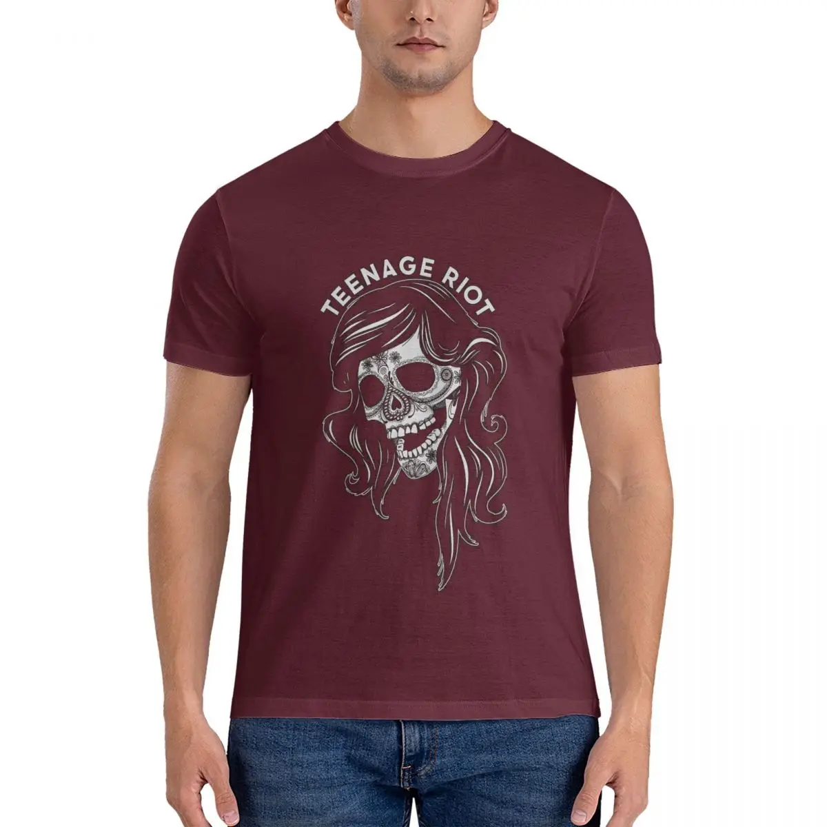 Camiseta de hombre Sonic Youth-Teenage Riot, camiseta vintage de algodón, camisetas de manga corta Sonic Youth, camisetas de cuello redondo, ropa, tops fugees