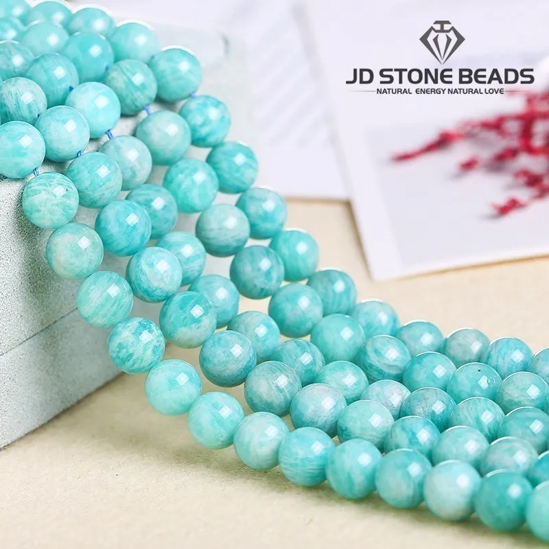 Natural Stone Amazonite Blue Green Beads Round Loose Spacer Gemstone Bead For jewelry Making Diy Bracelet Necklace Accessory