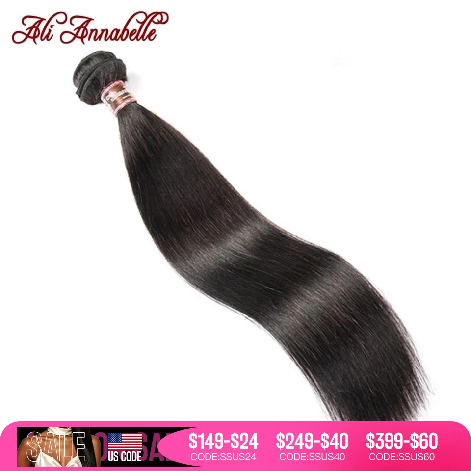 ALI ANNABELLE Straight Hair Bundles Human Hair Bundles 30 28 26 Inch 1 3 4 Bundles Deals Natural Brazilian Hair Weave Bundles 1