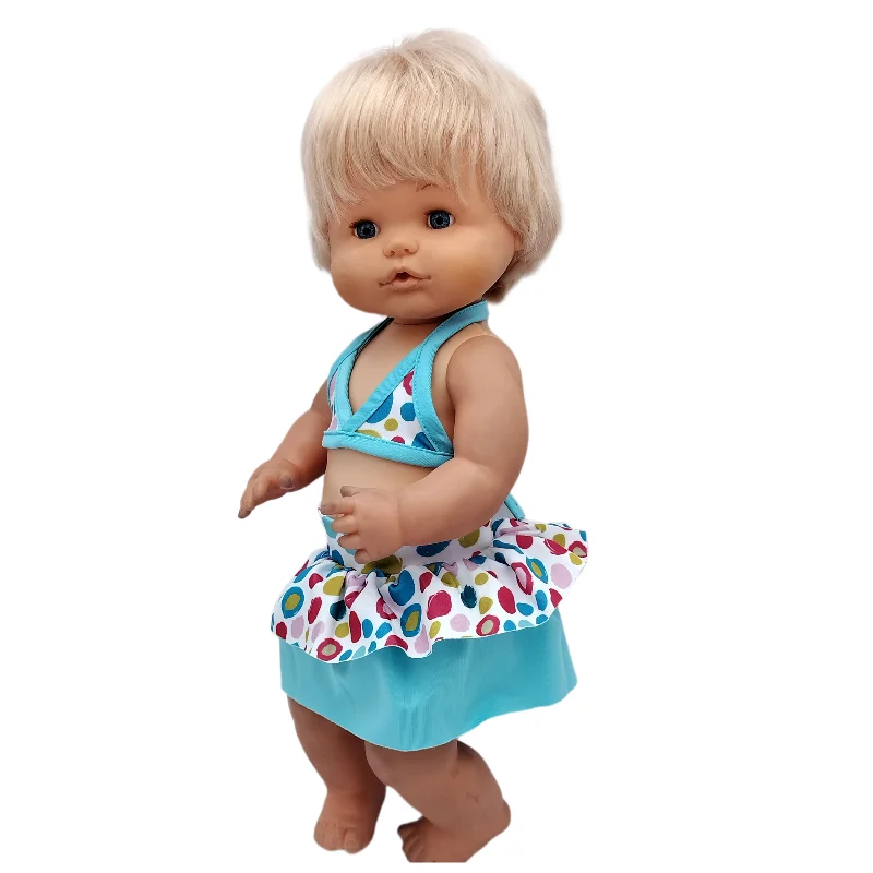 Für 40 cm große Nenuco-Puppenkleidung, 17 Zoll Babypuppenkleidung, blaues Blumenkleid, Spielzeugkleidung – Detail 39