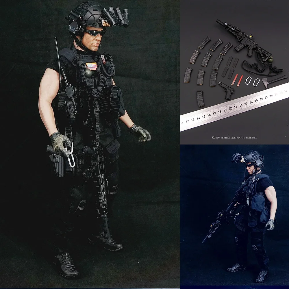 

VERYHOT VH1048 1/6 Scale NAVY SEAL - CQB Night Action Combat Uniform Weaponry Set Model For 12'' Male Soldier Action Figure Body