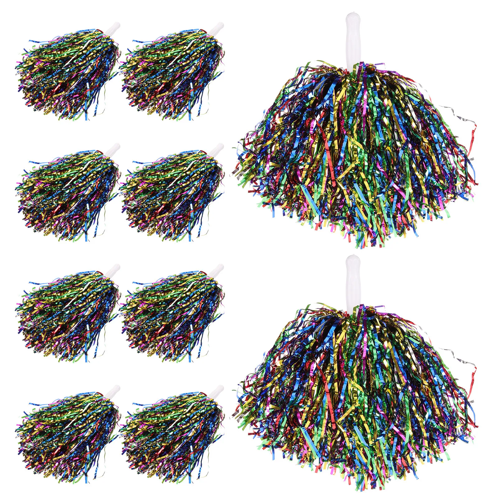 10pcs Pom Poms 치어리딩 20g 작은 손잡이 다채로운 치어리더 Pom Poms 핸드 플라워 7 색 재사용 가능한 스포츠 소품