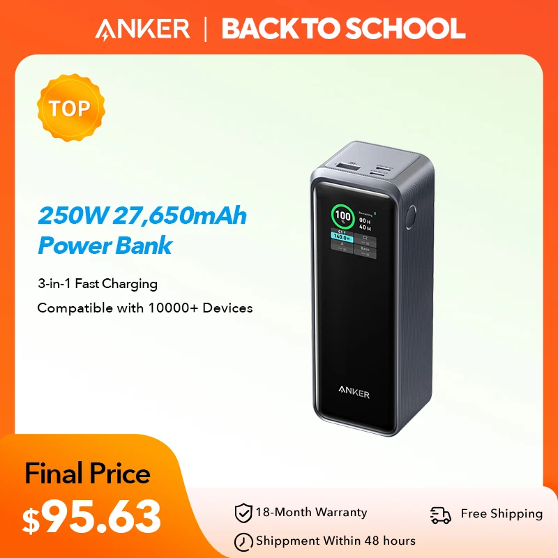 Anker 737 120w|anker 27650mah Power Bank - 250w 3-port Usb-c