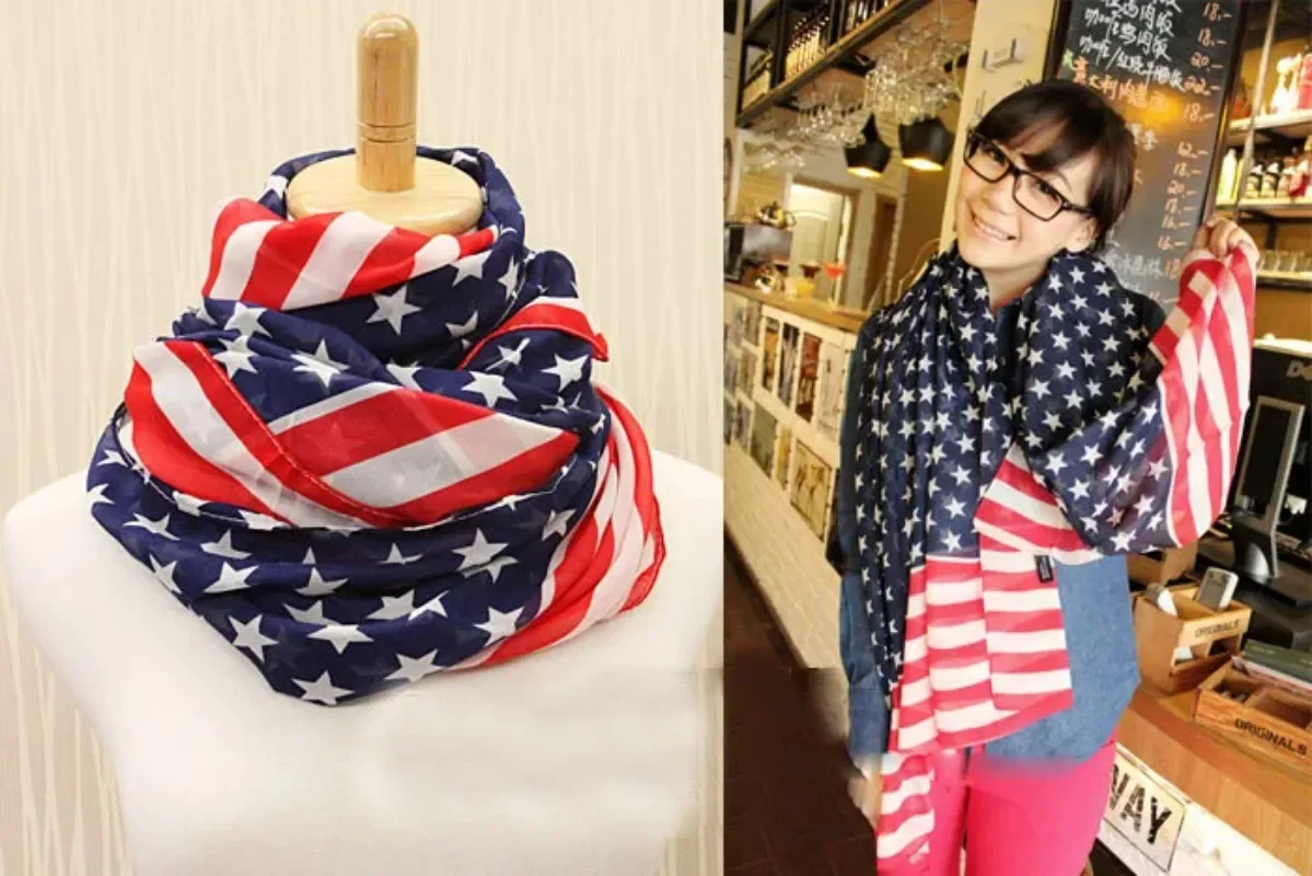 American flag pattern stars and stripes European and American lengthened chiffon scarfStars and Stripes Flag Sailor 6