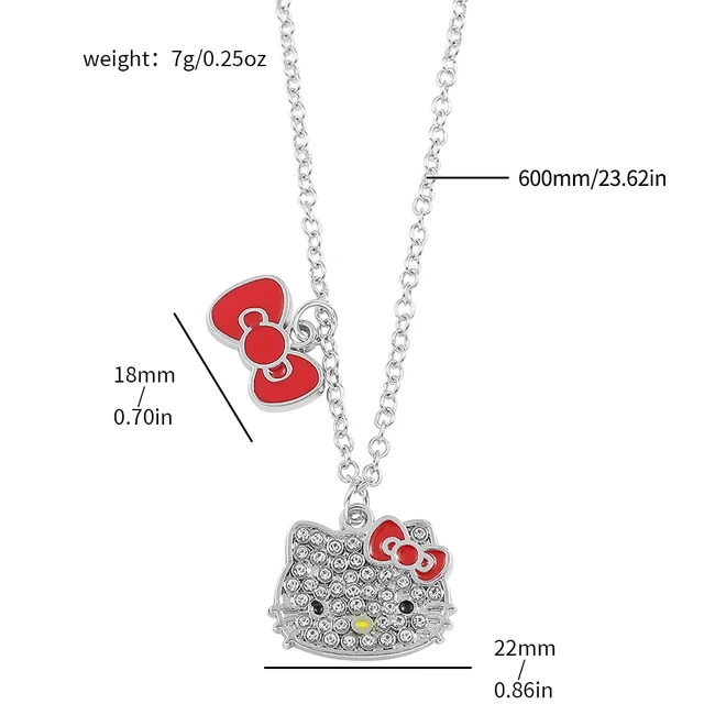 Hello Kitty Sanrio Necklace Silver Color Layer Shining Bling Women Clavicle  Chain Elegant Charm Wed Pendant Jewelry Gift - AliExpress