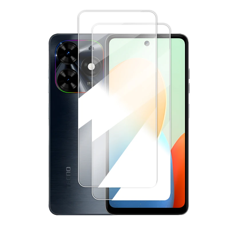2Pcs For Tecno Pop 8 Screen Protector Glass For Tecno Pop 8 Tempered Glass 6.6 inch Clean Protective Film For Tecno Pop 8
