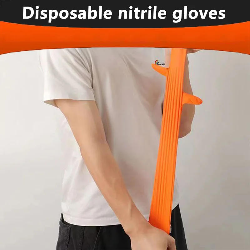 30/60PCS Orange Nitrile Gloves Disposable Waterproof Durable Household Gloves Used for Cleaning Tattoos Nail Art Pets Bathing