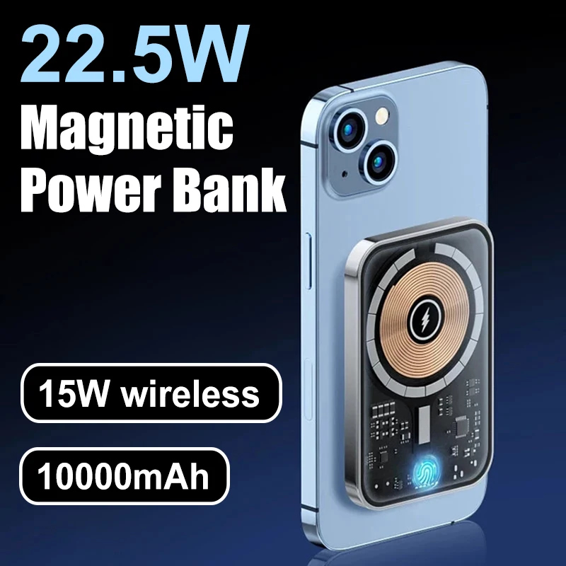 10000mAh Power Bank 15W Wireless Charge External Battery With LED Digital Display For