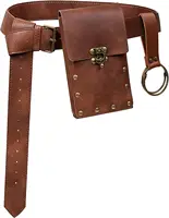 Ceinture en cuir pour cosplay médiéval, sac de taille en cuivre pour pièce de monnaie, robe Renaissance, ceinture à vapeur, jeu de rôle, ensemble de ceintures d'halloween, Cosplay, 4 pièces/1 pièces 6