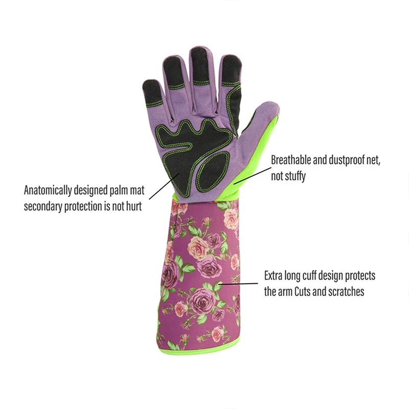 Rose Pruning Garden Long Print Gloves Puncture Resistant Work Glove Hands Protector Waterproof Thickened Durable Trimming Glove