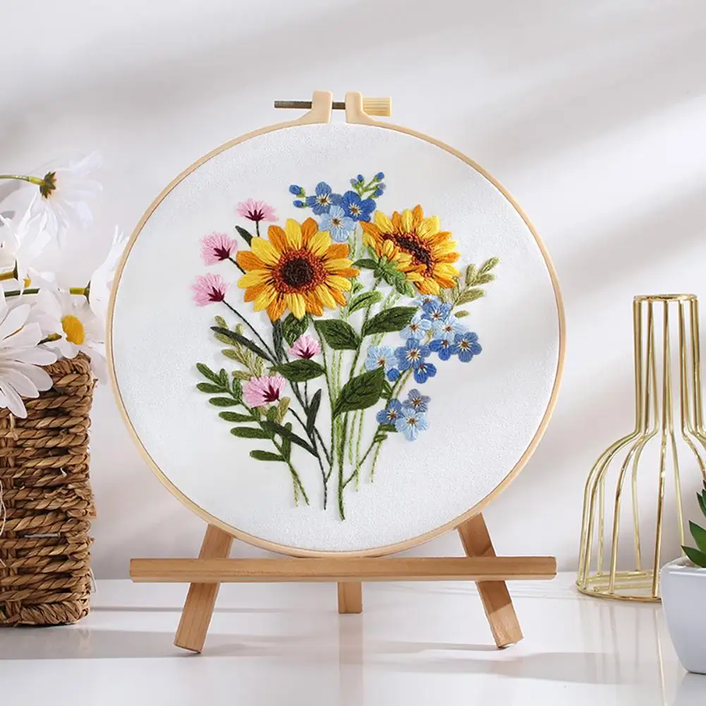 

YOUZI Embroidery Kits For Beginners Hand Embroidery Colorful Flower Plant Diy Kits With Embroidery Hoops Needles Threads