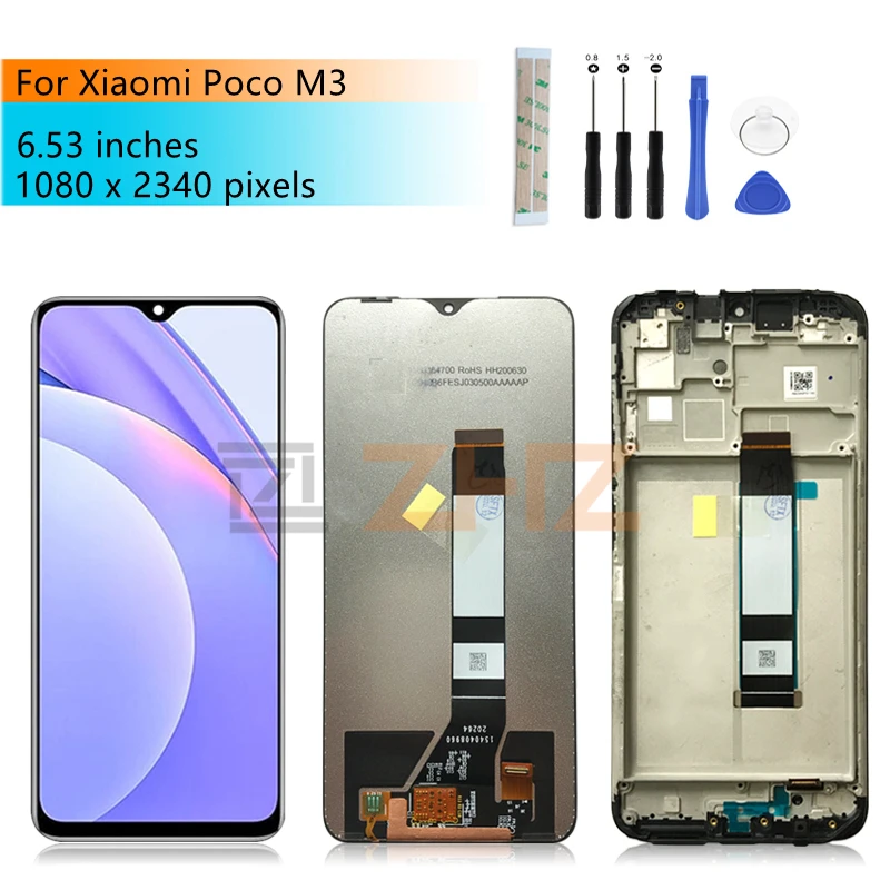 

ЖК-дисплей с сенсорным экраном и дигитайзером в сборе с рамкой для xiaomi Poco M3, сменный экран M2010J19CG, запчасти для ремонта, 6,53 дюйма
