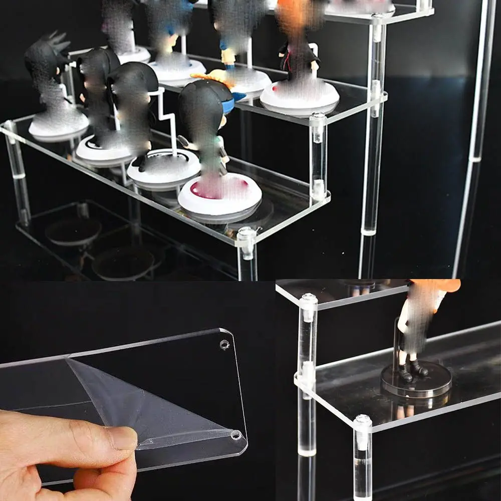1-5 Tier Acrylic Display Stand Durable Display Rack For Cupcake Perfume Doll Transparent Trapezoidal Blind Box Storage Shelf 3