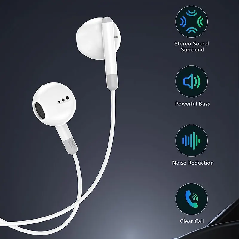 

Wired Earphones In-ear Stereo Earbuds For iPhone 14 Pro Plus 13 Pro Max13 mini12 Pro Max 11 8 7 XS Max X XR Handsfree with Mic