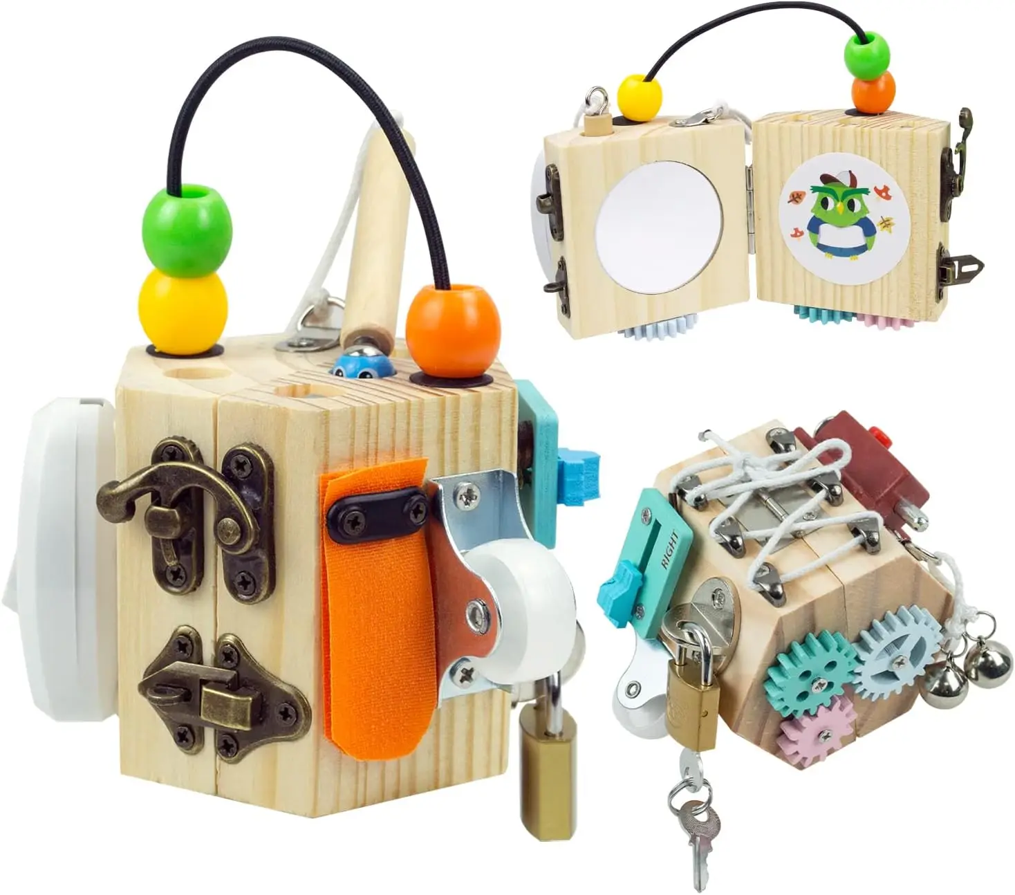 

Kids Busy Cube Wooden Fidget Toy Cube Montessori Educational Baby Travel Toys Learning Basic Life Skills Sensory Busy Boards