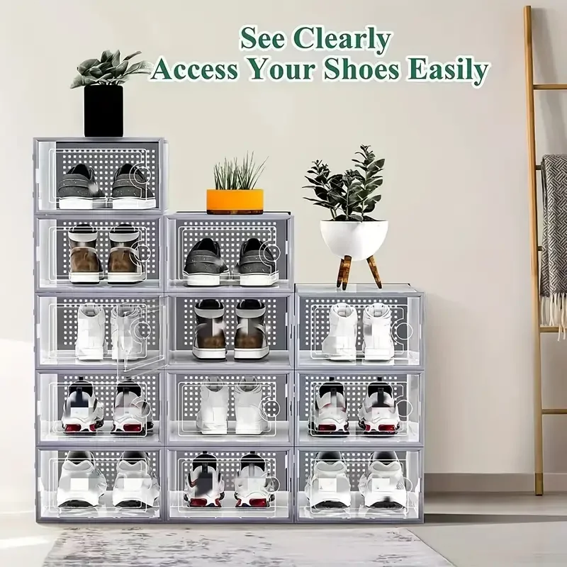 Transparent Stackable Shoe Storage Boxes 6