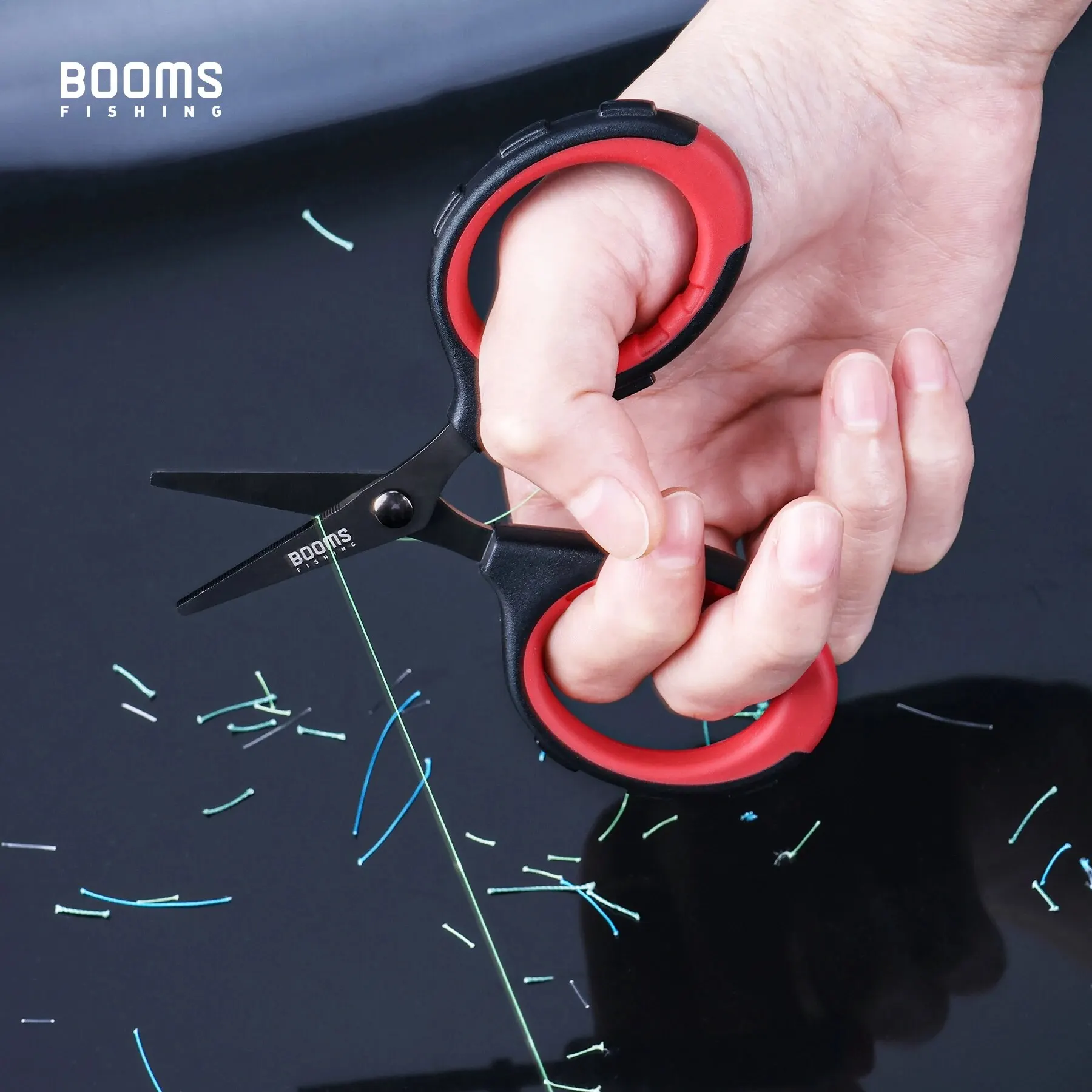 Fishing Scissors Booms Fishing S05 Braid Wire Scissors Stainless Steel Titanium Coating Antirust Anti-Slip Handle Sharp Fish Line Cutter Tools