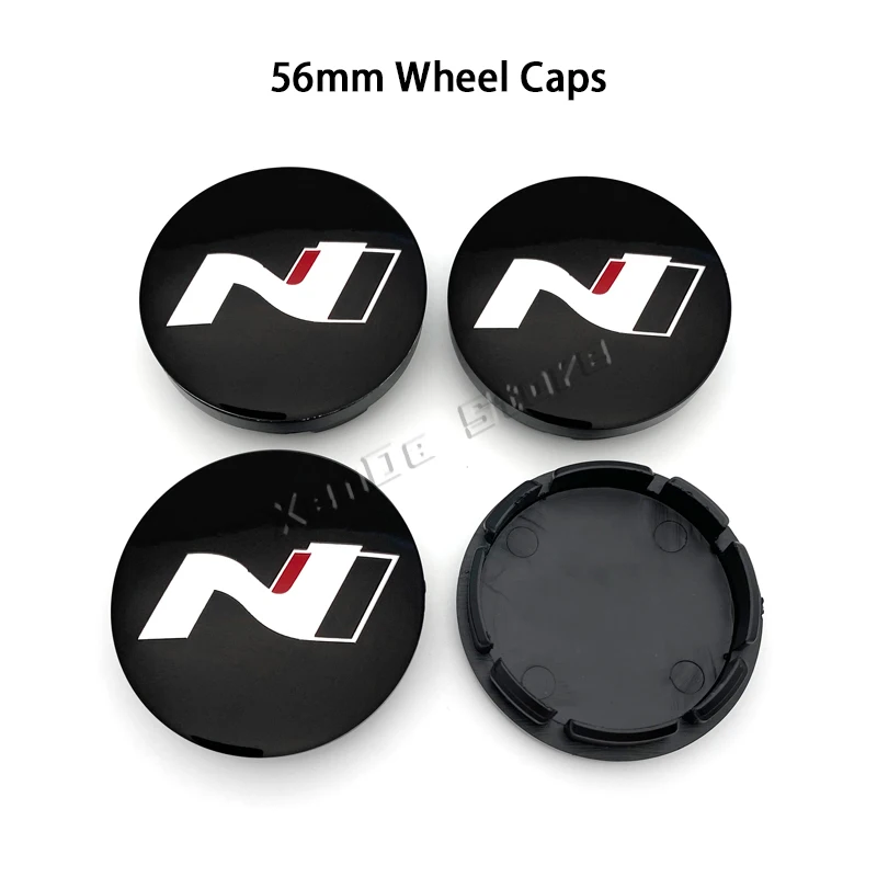 Wheel Hub Covers 4Pcs 56mm 60mm N Line Car Wheel Center Hub Cap Cover Emblem Stickers For Hyundai NLine Sonata Tucson Azera Elantra Veloster Kona