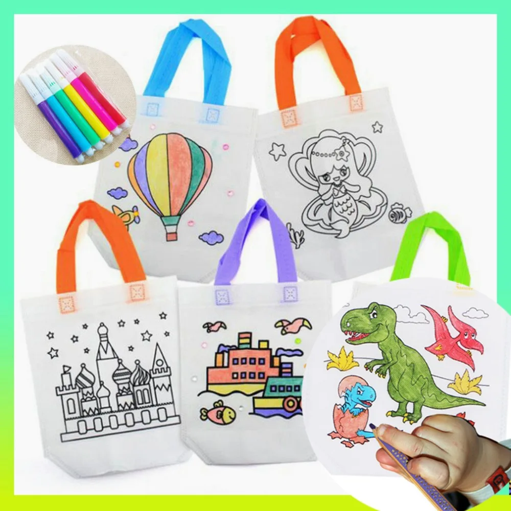 Coloring Painting Art Handbag Double Sided Graffiti Bag Early Education Painting Toys Drawing Six-color Washable Watercolor Pen