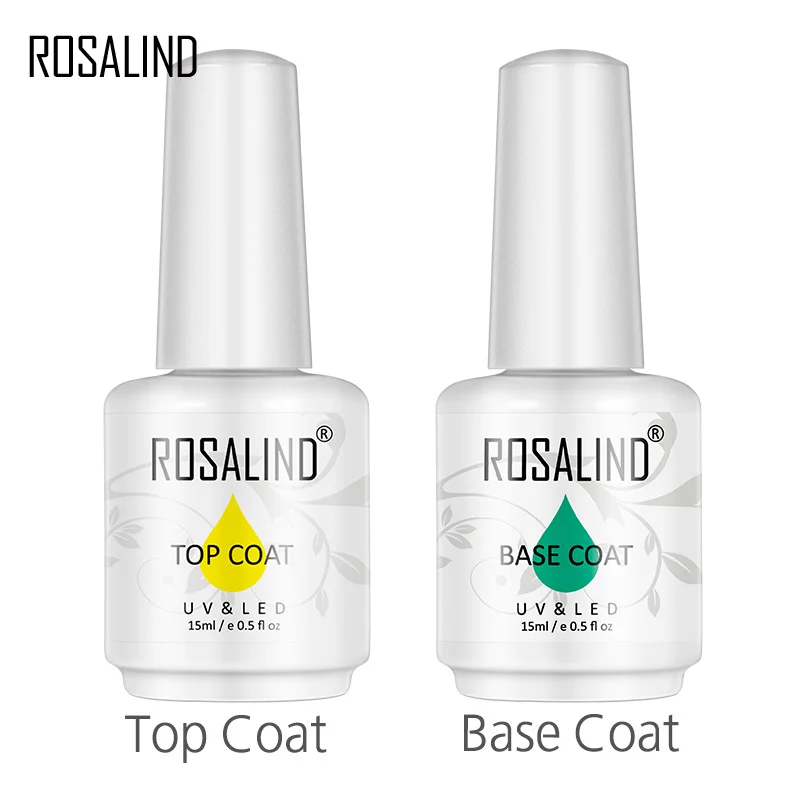 

Rosalind 15ML 2PCS/Base And Top Coat Gel Nail Polish Semi Permanent Hybrid Primer For Manicure Nail Art Fundation Gel Lacquer
