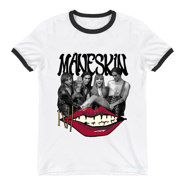 New Italian Hip Hop Maneskin T Shirt Kawaii Rapper Graphic Tees