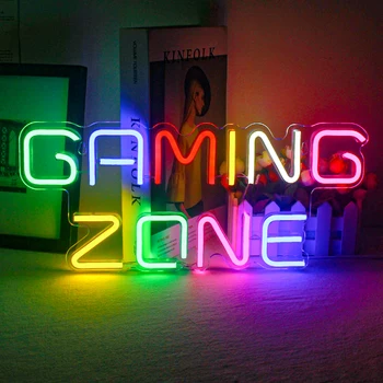 Gaming Zone LED Neon Sign – Colorful Game Room Neon Wall Decor